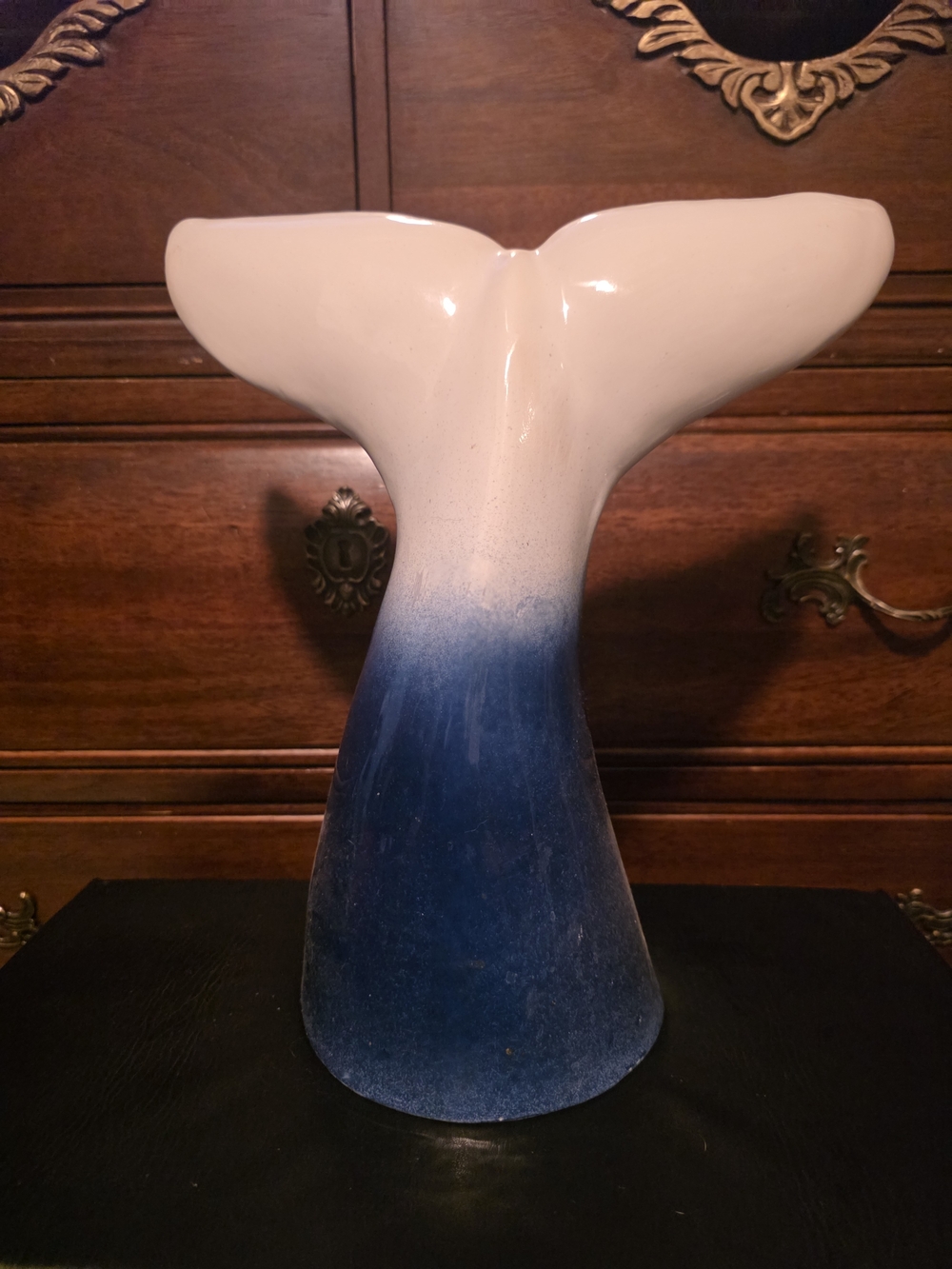 Ceramic Whale Tail Vase - Blue and White